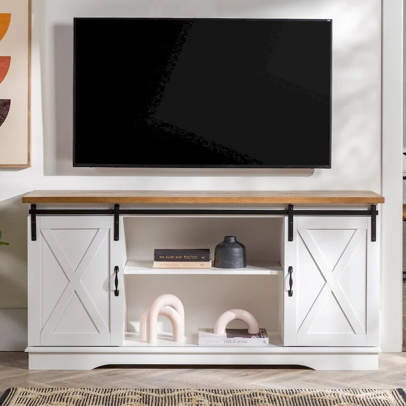 Meuble TV de 58 pouces avec portes de grange coulissantes