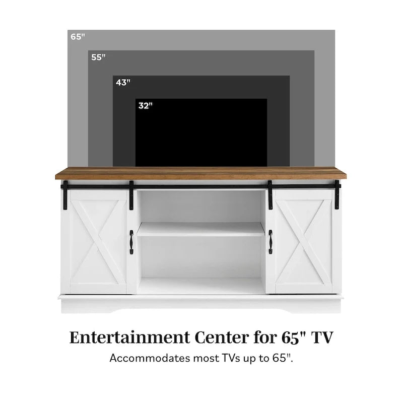 Meuble TV de 58 pouces avec portes de grange coulissantes