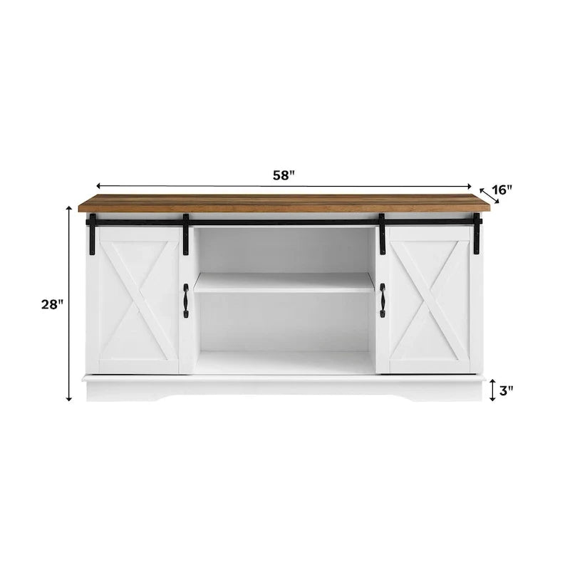 Meuble TV de 58 pouces avec portes de grange coulissantes