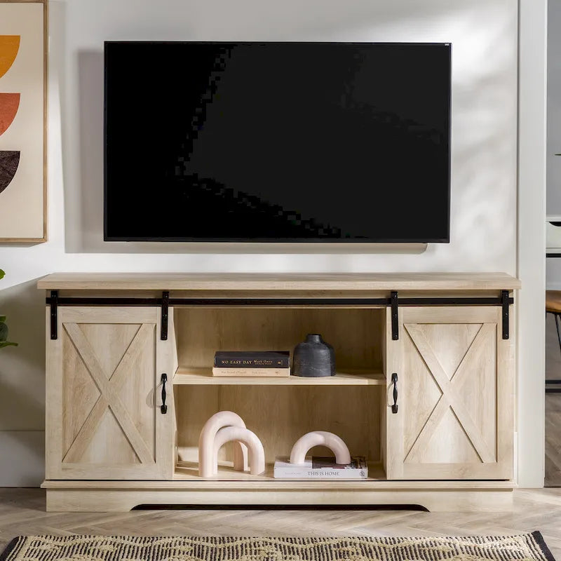 Meuble TV de 58 pouces avec portes de grange coulissantes