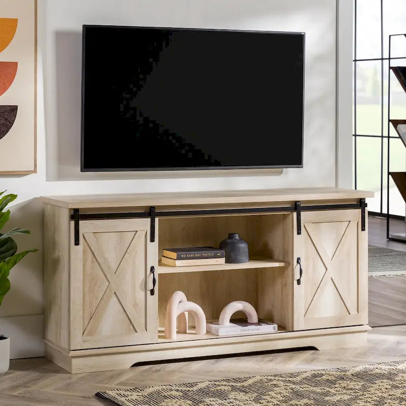 Meuble TV de 58 pouces avec portes de grange coulissantes