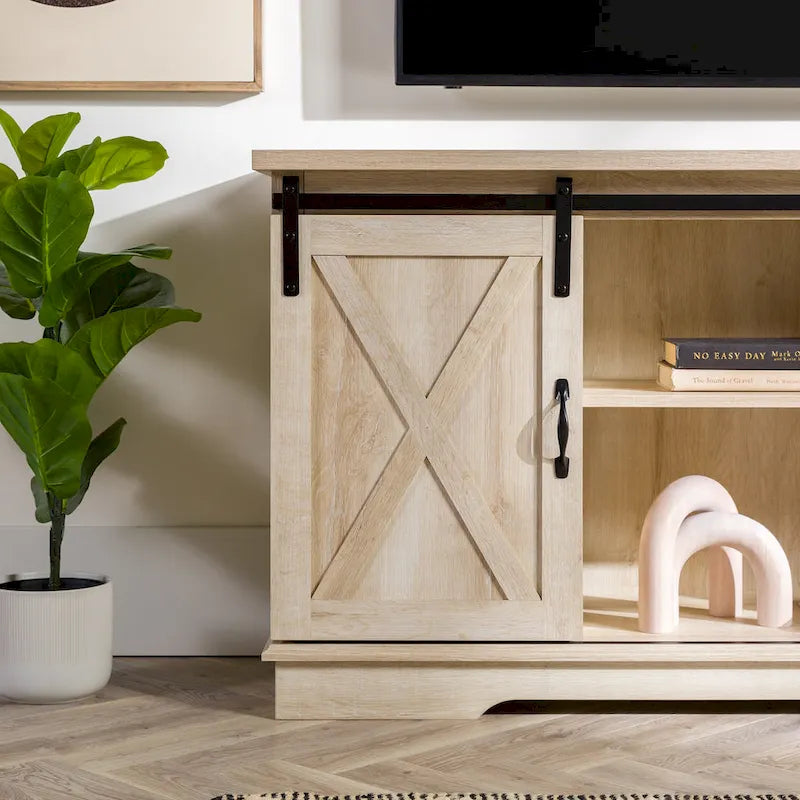Meuble TV de 58 pouces avec portes de grange coulissantes