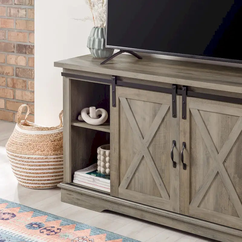 Meuble TV de 58 pouces avec portes de grange coulissantes