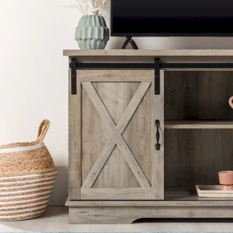 Meuble TV de 58 pouces avec portes de grange coulissantes