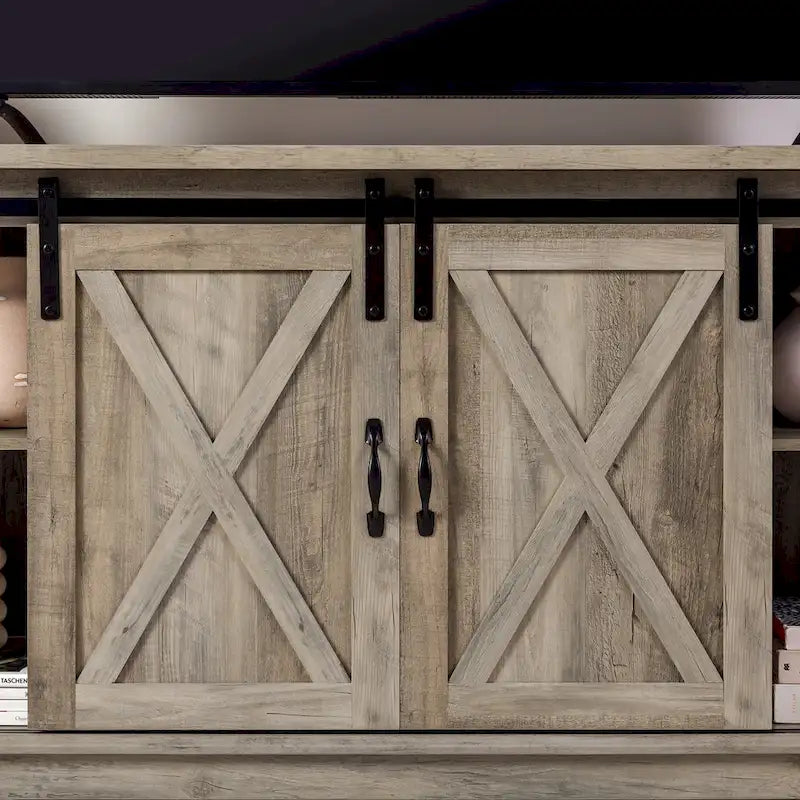 Meuble TV de 58 pouces avec portes de grange coulissantes