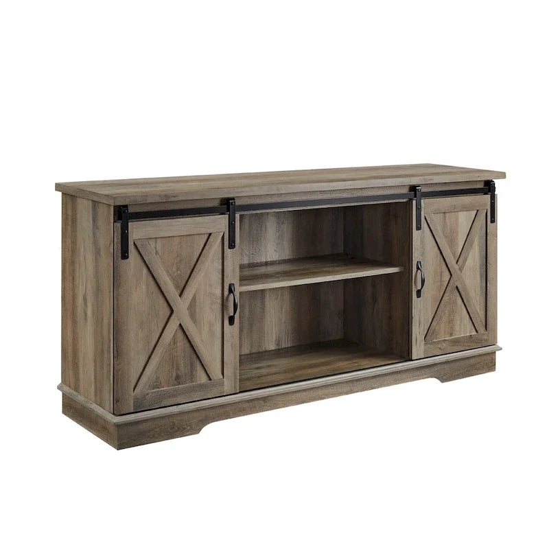 Meuble TV de 58 pouces avec portes de grange coulissantes