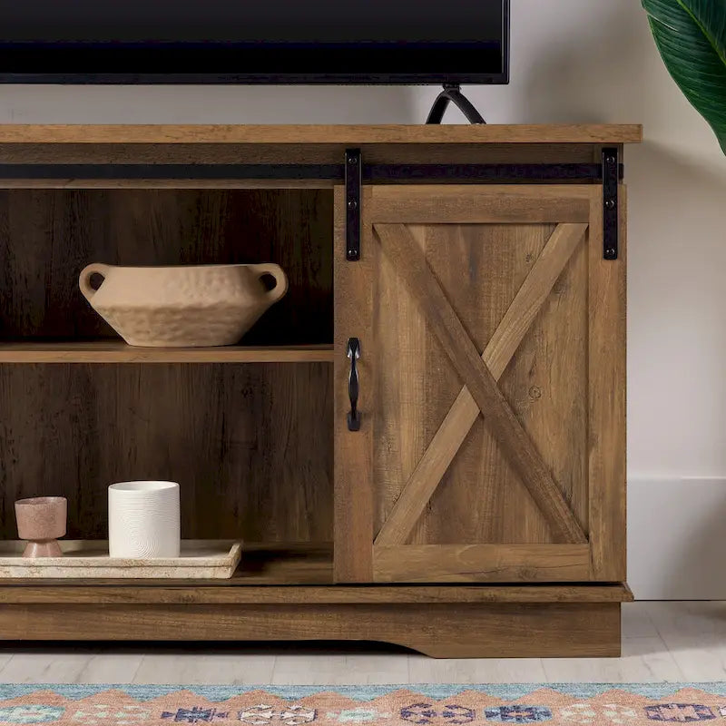 Meuble TV de 58 pouces avec portes de grange coulissantes