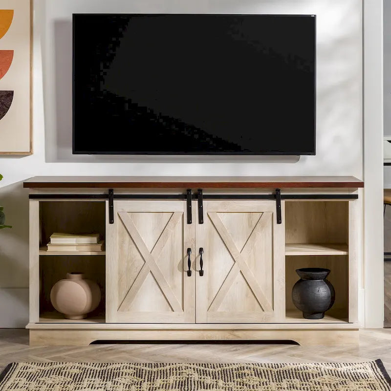 Meuble TV de 58 pouces avec portes de grange coulissantes