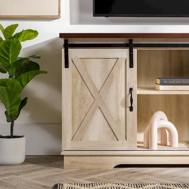 Meuble TV de 58 pouces avec portes de grange coulissantes