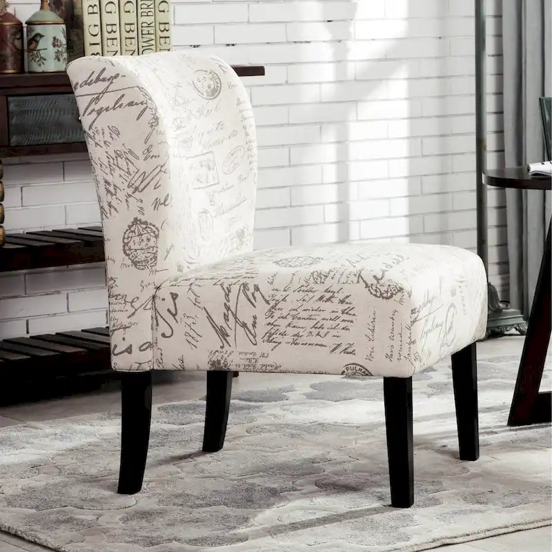 Weißer gepolsterter Akzentstuhl, 29.13, mit Holzbeinen
