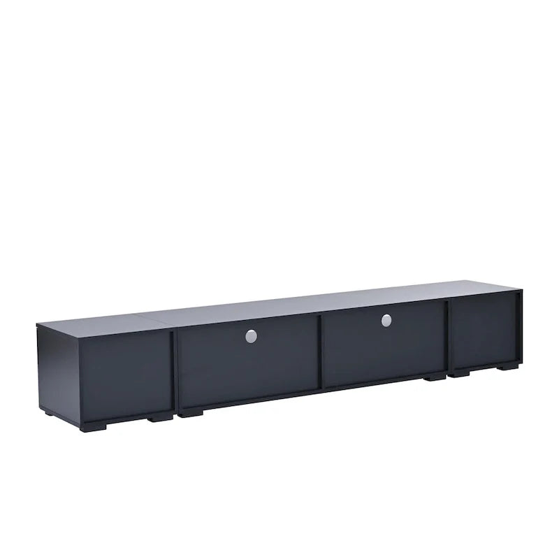 Mueble para TV negro de 82.6 con puertas de apertura a presión e iluminación LED para televisores de 90