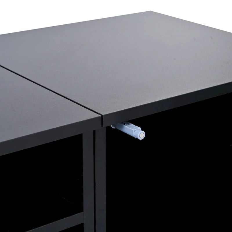 Mueble para TV negro de 82.6 con puertas de apertura a presión e iluminación LED para televisores de 90