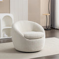 Sillón barril de bouclé color blanco crema de 31 con base giratoria