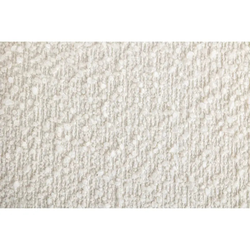 Sillón barril de bouclé color blanco crema de 31 con base giratoria
