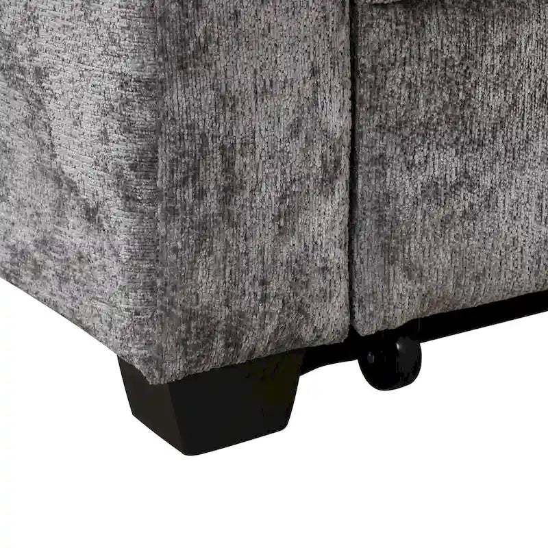 Canapé deux places convertible en chenille avec dossier réglable, ports USB et porte-gobelets