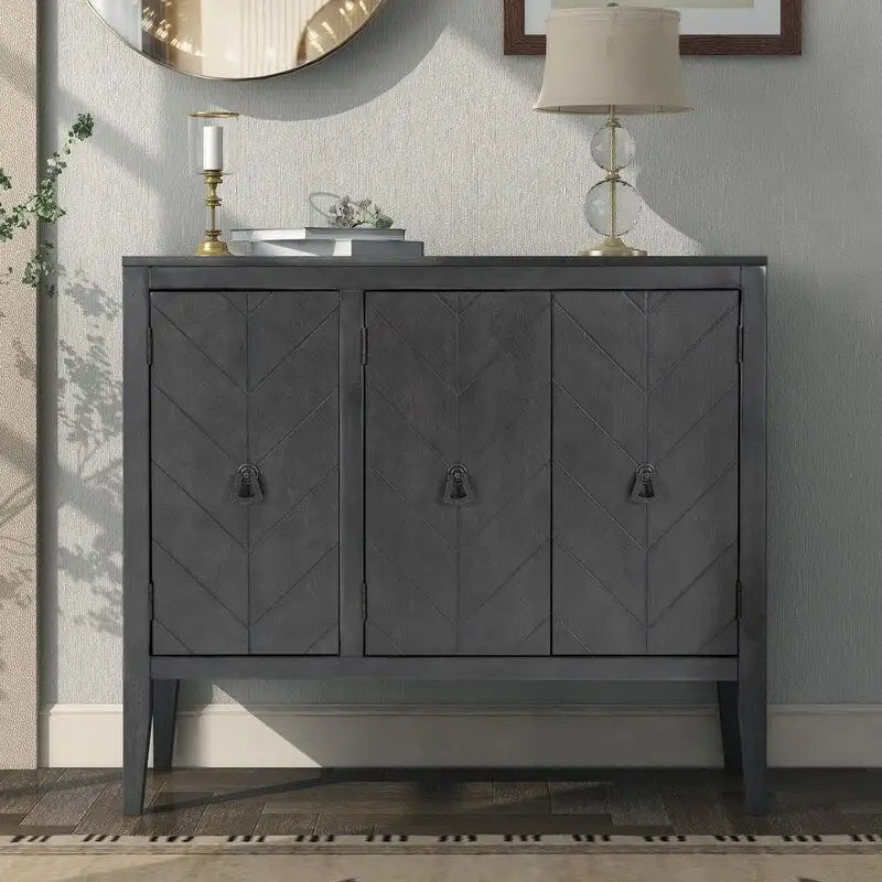 Armoire vintage à étagères réglables, rangement d’entrée avec poignées rétro et pieds en pin - 15.70in. W X37.00in.DX31.50in. H