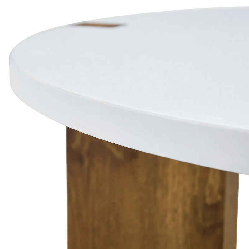 Table basse ronde avec pieds rectangulaires, table centrale en bois pour la maison, table d’appoint pour le salon