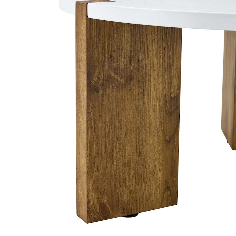Table basse ronde avec pieds rectangulaires, table centrale en bois pour la maison, table d’appoint pour le salon