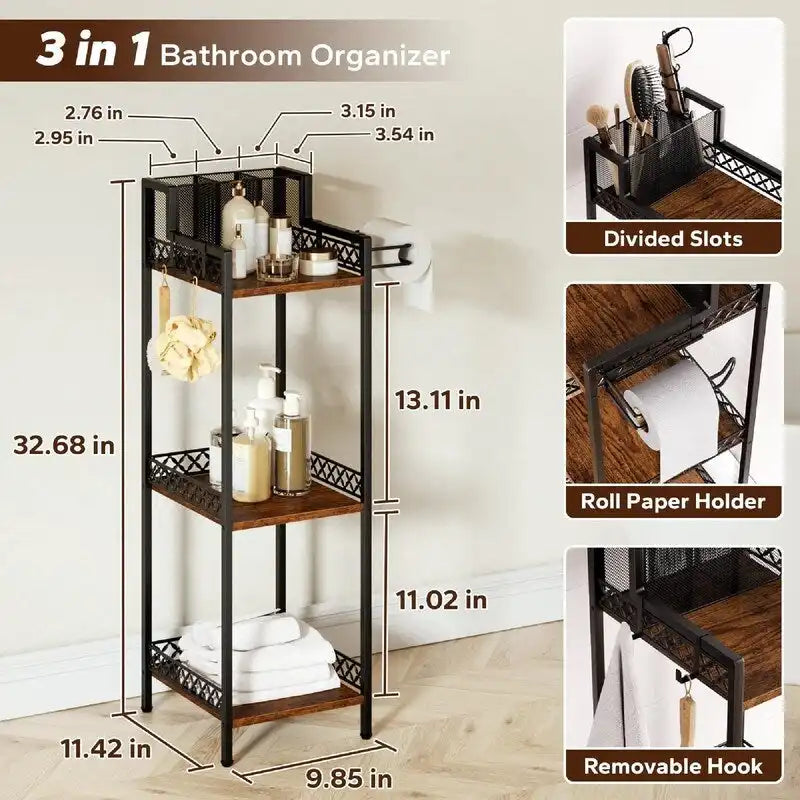 Organizador de baño de 3 niveles - 11.42D x 9.85W x 32.68H