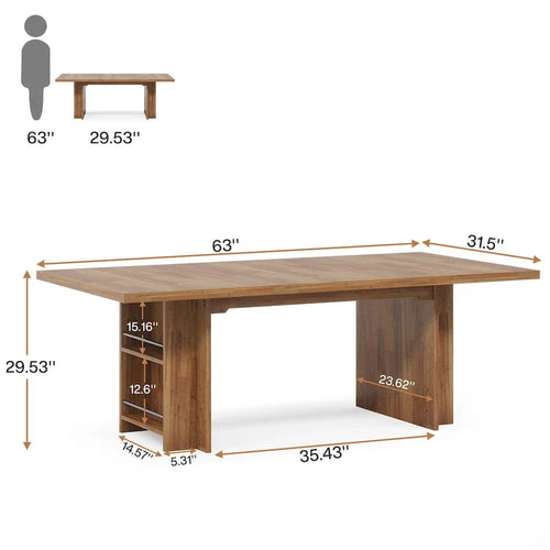 Bureau de direction de 63 pouces, grand bureau informatique avec rangement
