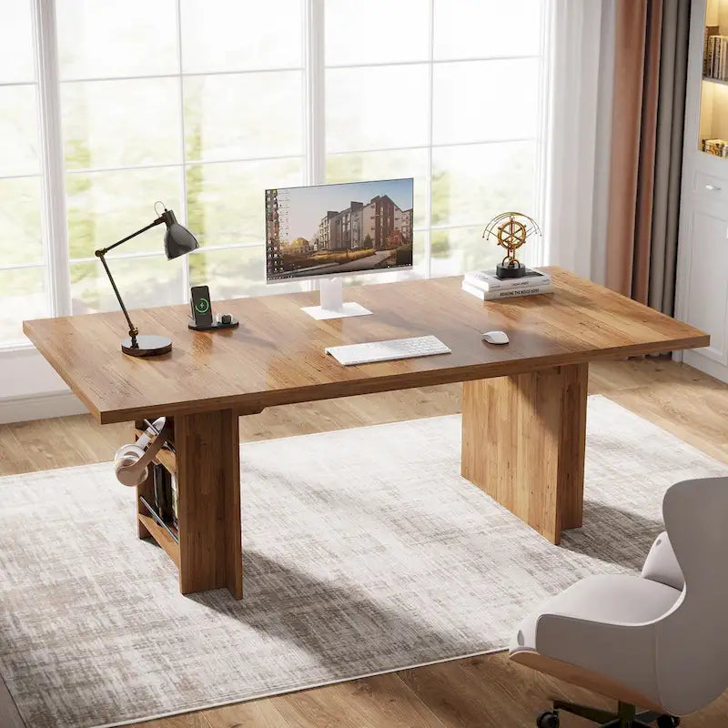 Büro-Chefschreibtisch, 63-in, großer Computertisch mit Stauraum