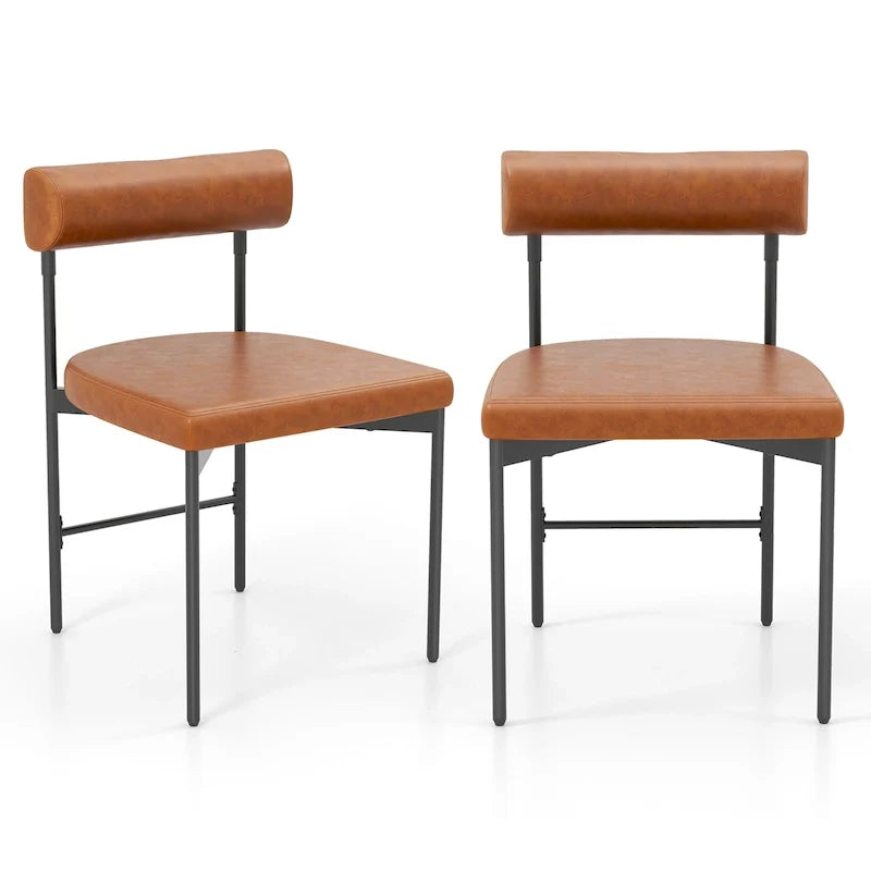 Juego de 2 sillas de comedor para cocina, tapizadas en cuero sintético