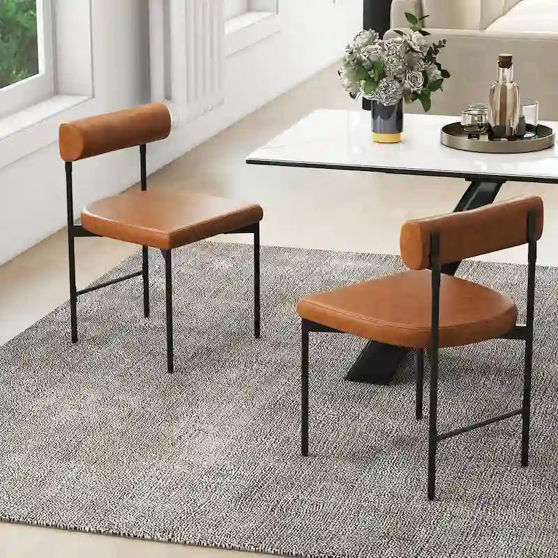 Juego de 2 sillas de comedor para cocina, tapizadas en cuero sintético