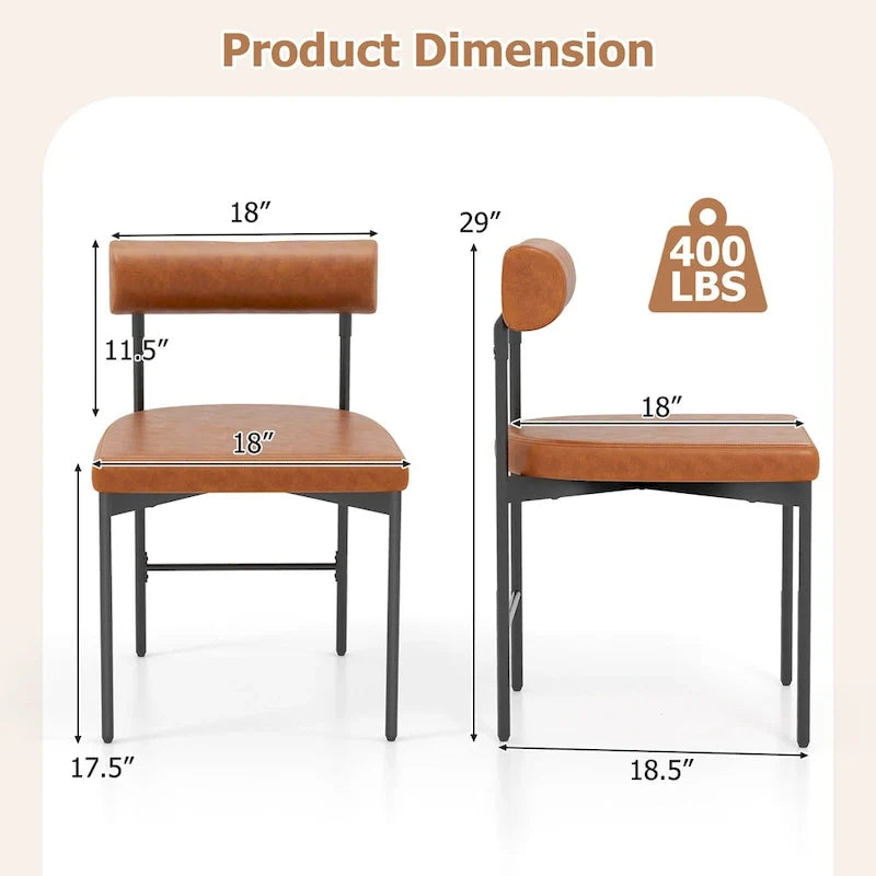 Dining Chair Set of 2 Faux Leather Upholstered Kitchen Side