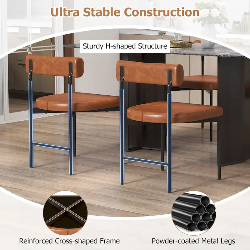 Juego de 2 sillas de comedor para cocina, tapizadas en cuero sintético