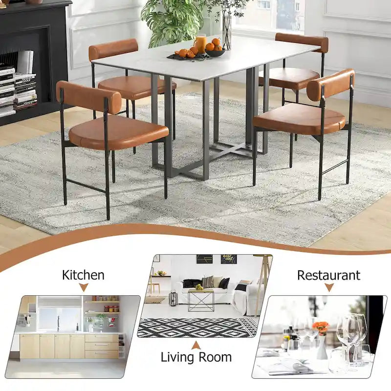 Dining Chair Set of 2 Faux Leather Upholstered Kitchen Side