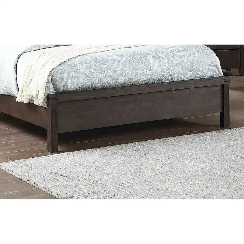 Mueble de dormitorio rústico contemporáneo espresso: cama de madera tamaño queen de 1 pieza con cabecero de diseño en X y aspecto único