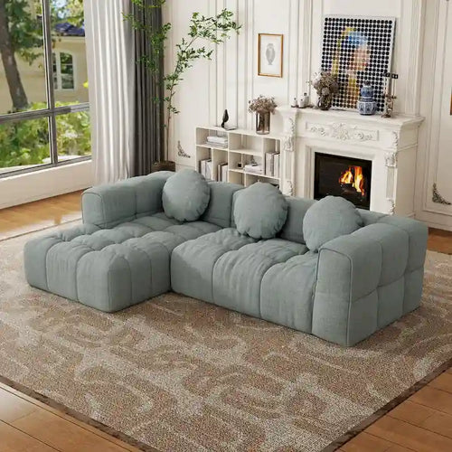 Sofá seccional de chenilla en forma de L de 103, con sillón reclinable izquierdo y cojines