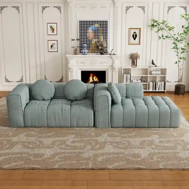 Canapé sectionnel en chenille en L de 103 L avec fauteuil inclinable à gauche et coussins