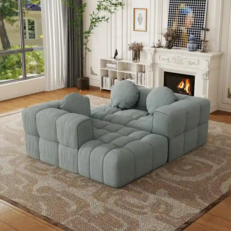 Canapé sectionnel en chenille en L de 103 L avec fauteuil inclinable à gauche et coussins