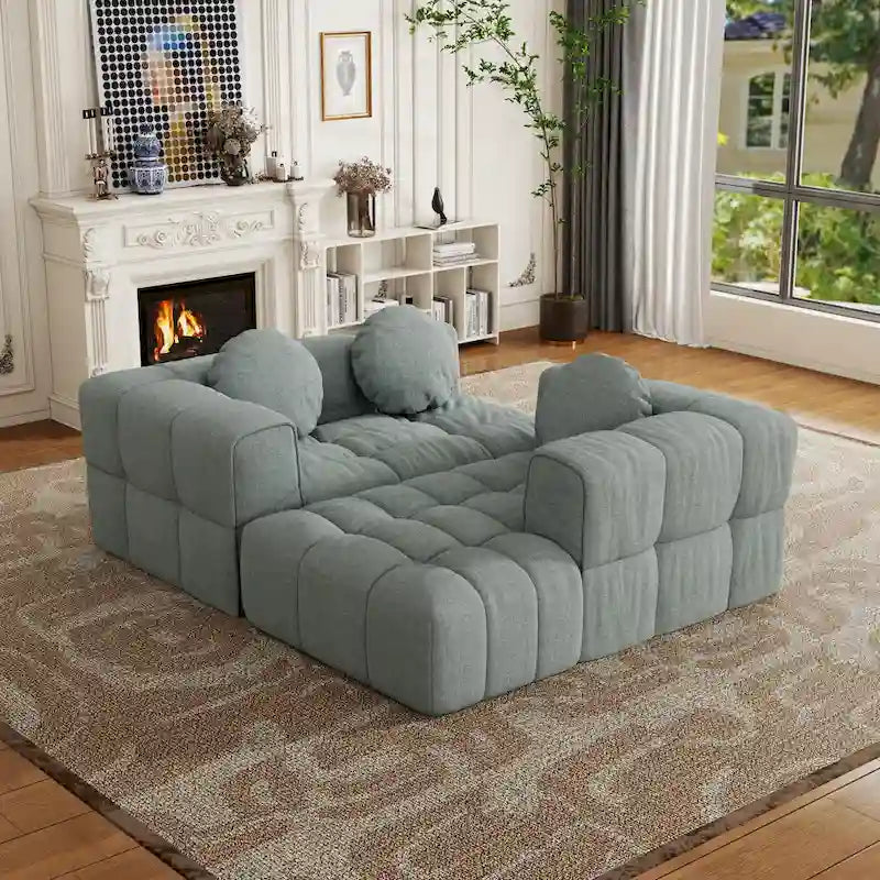 Canapé sectionnel en chenille en L de 103 L avec fauteuil inclinable à gauche et coussins