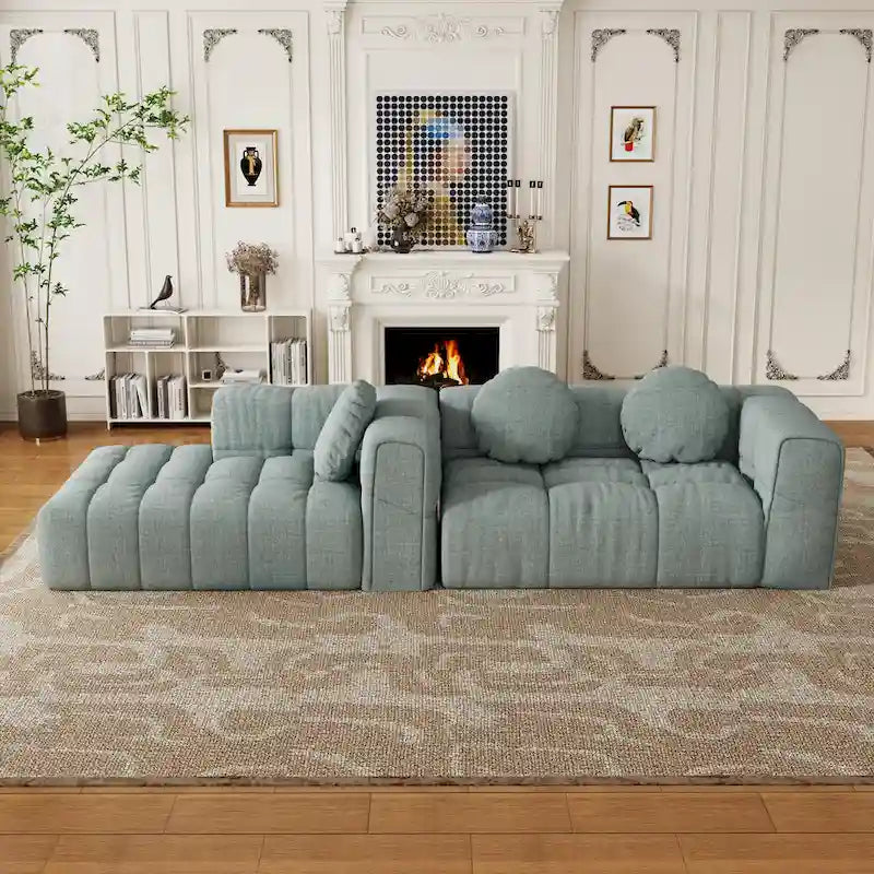 Canapé sectionnel en chenille en L de 103 L avec fauteuil inclinable à gauche et coussins