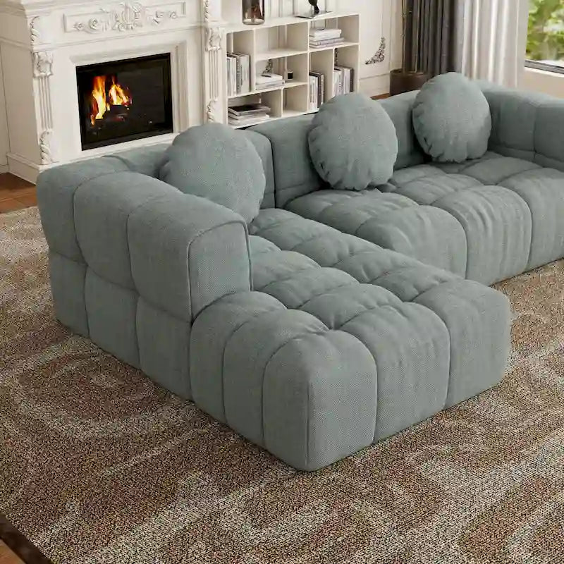 Canapé sectionnel en chenille en L de 103 L avec fauteuil inclinable à gauche et coussins