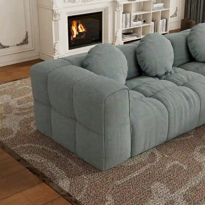 Canapé sectionnel en chenille en L de 103 L avec fauteuil inclinable à gauche et coussins