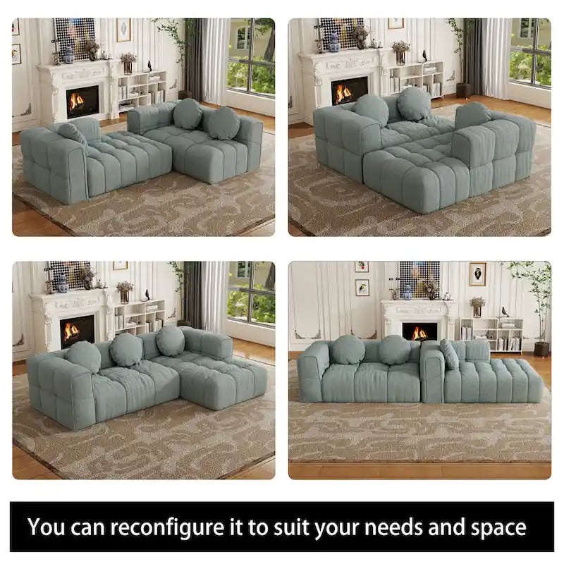 Canapé sectionnel en chenille en L de 103 L avec fauteuil inclinable à gauche et coussins