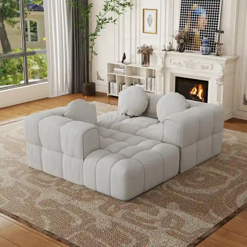 Canapé sectionnel en chenille en L de 103 L avec fauteuil inclinable à gauche et coussins