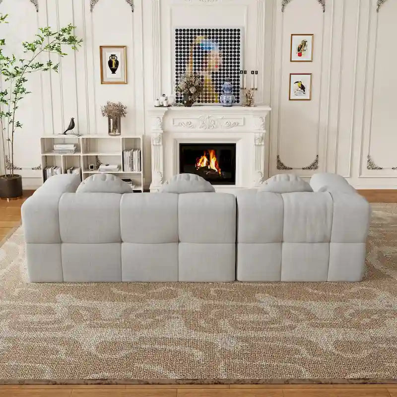 Canapé sectionnel en chenille en L de 103 L avec fauteuil inclinable à gauche et coussins