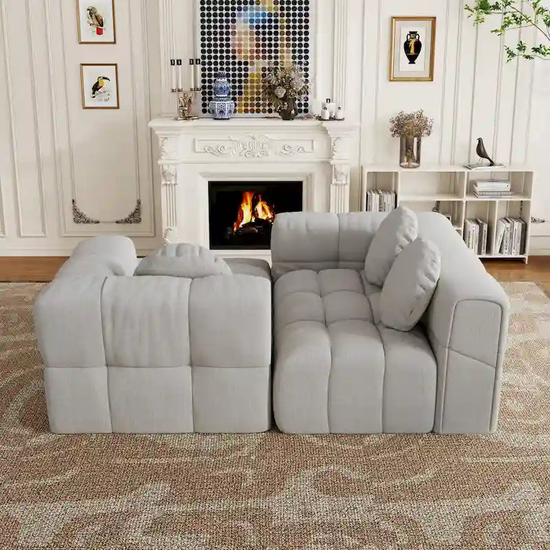 Canapé sectionnel en chenille en L de 103 L avec fauteuil inclinable à gauche et coussins