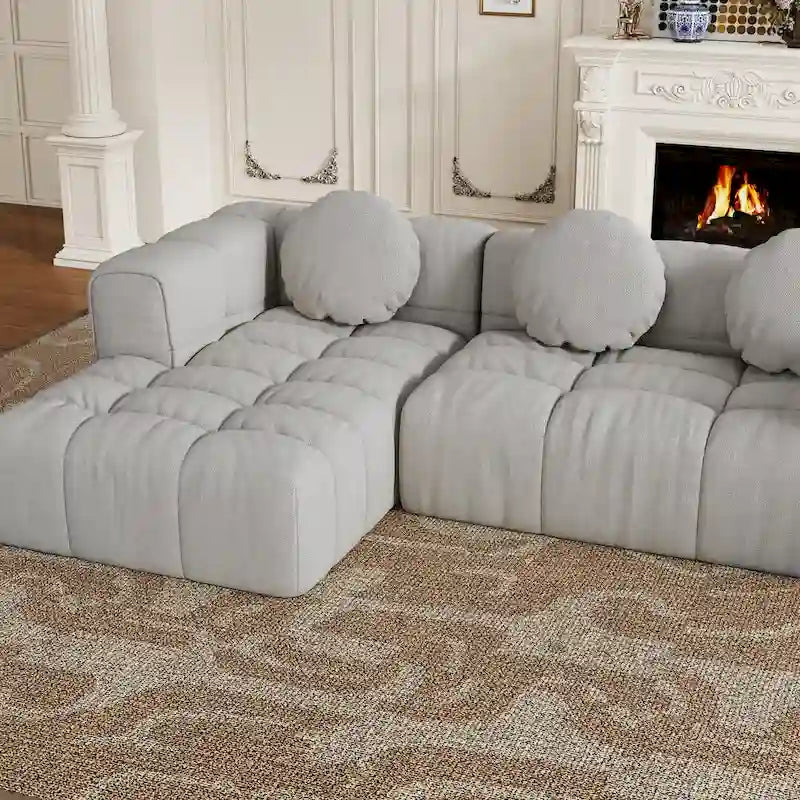 Canapé sectionnel en chenille en L de 103 L avec fauteuil inclinable à gauche et coussins