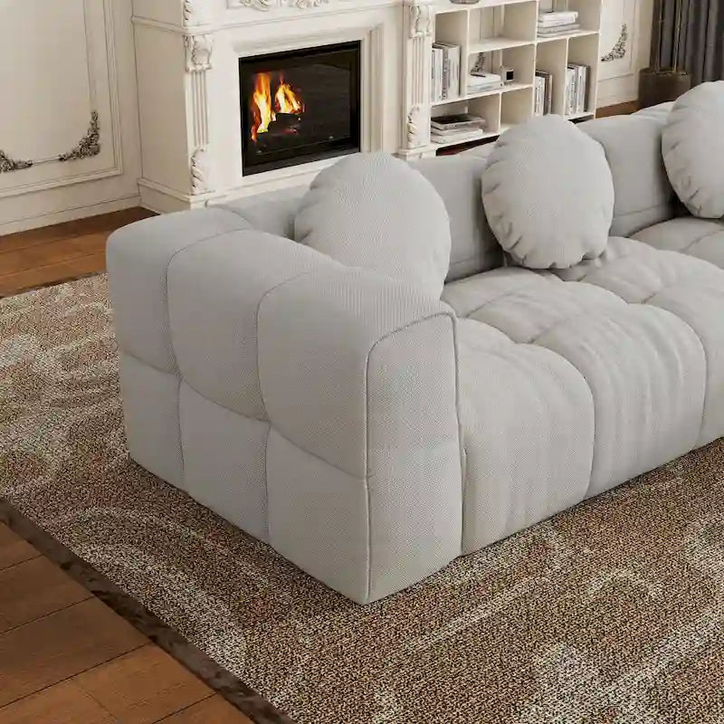Canapé sectionnel en chenille en L de 103 L avec fauteuil inclinable à gauche et coussins