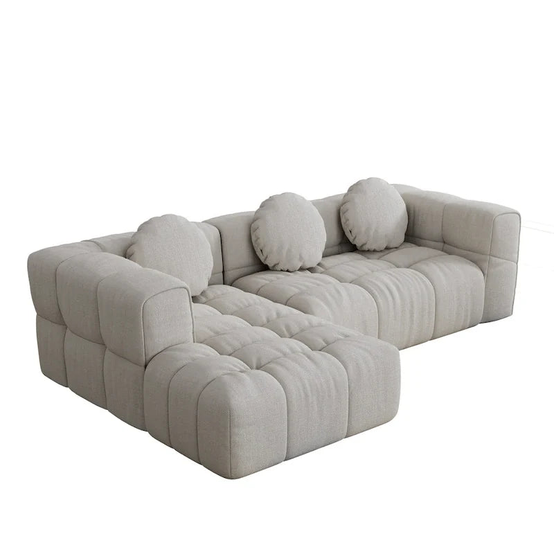 Canapé sectionnel en chenille en L de 103 L avec fauteuil inclinable à gauche et coussins