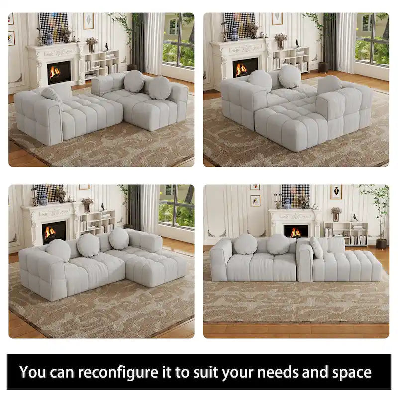 Canapé sectionnel en chenille en L de 103 L avec fauteuil inclinable à gauche et coussins