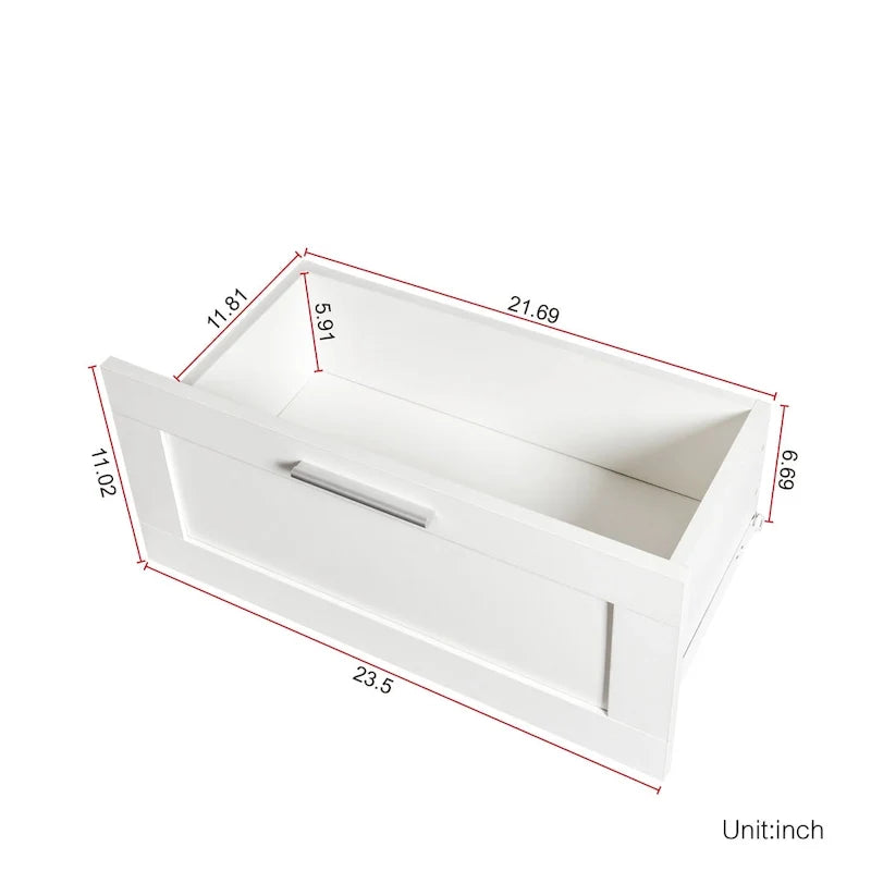 White 70 TV Stand with Open Storage & Drawers for Living Room