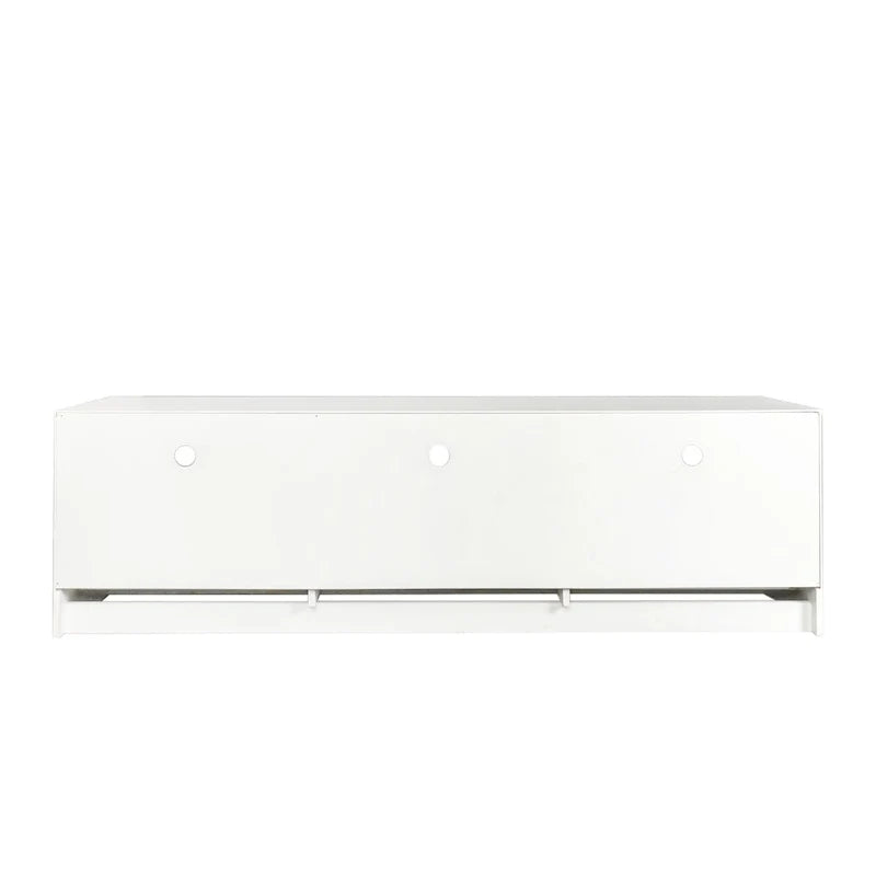 White 70 TV Stand with Open Storage & Drawers for Living Room