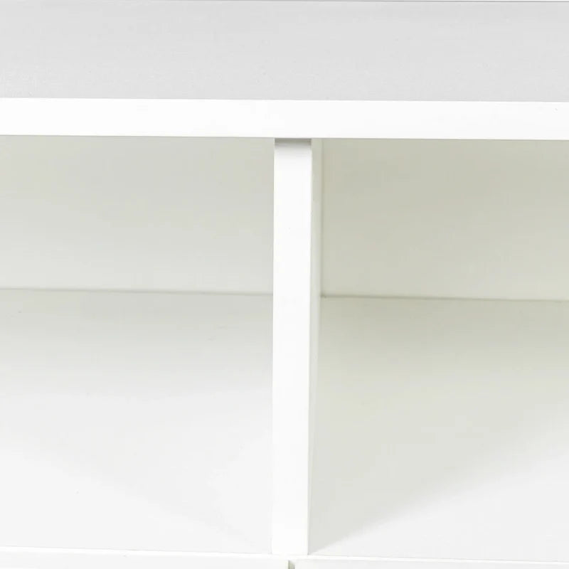 White 70 TV Stand with Open Storage & Drawers for Living Room