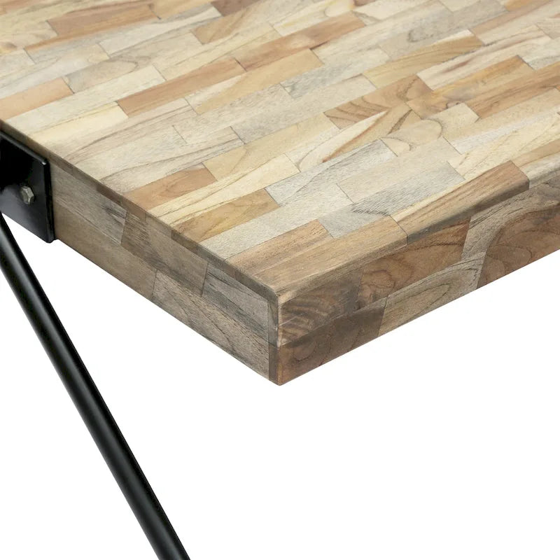 18.75 Modern Handcrafted Designed Coffee Table with Wood Tabletop and Unique V-Shaped Legs